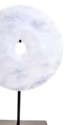 Round Calvion Large White Marble Dia Disc 30cm Sculpture - thumbnail 5