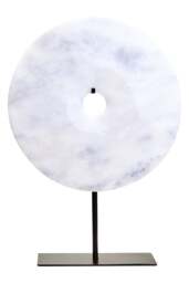 Round Calvion Large White Marble Dia Disc 30cm Sculpture