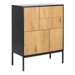 Seaford 3 Door 2 Drawer Sideboard in Black & Oak - thumbnail 3