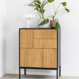 Seaford 3 Door 2 Drawer Sideboard in Black & Oak - thumbnail 1