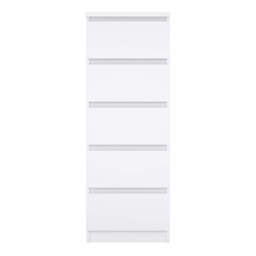Naia Narrow Chest with 5 Drawers in White High Gloss - thumbnail 2