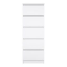 Naia Narrow Chest with 5 Drawers in White High Gloss - thumbnail 3
