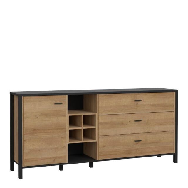 High Rock Large Sideboard  Matt Black & Riviera Oak - image 1