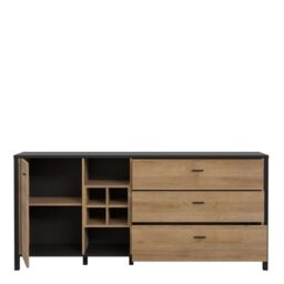 High Rock Large Sideboard  Matt Black & Riviera Oak - thumbnail 4