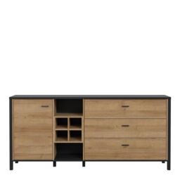 High Rock Large Sideboard  Matt Black & Riviera Oak - thumbnail 2
