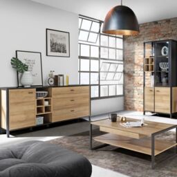 High Rock Large Sideboard  Matt Black & Riviera Oak - thumbnail 6