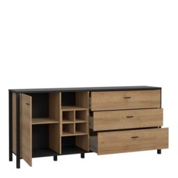 High Rock Large Sideboard  Matt Black & Riviera Oak - thumbnail 3