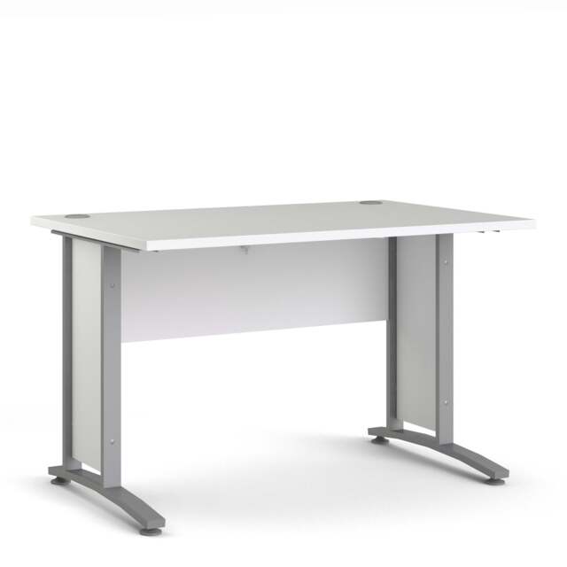 Prima Desk 120cm in White with Silver Grey Steel Legs - image 1