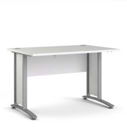 Prima Desk 120cm in White with Silver Grey Steel Legs - thumbnail 1