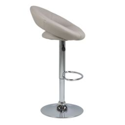 Plump Light Grey Swivel Bar Stool with Open Back - thumbnail 4