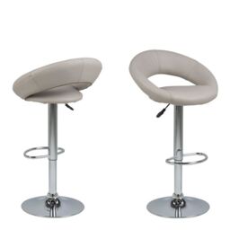 Plump Light Grey Swivel Bar Stool with Open Back - thumbnail 2