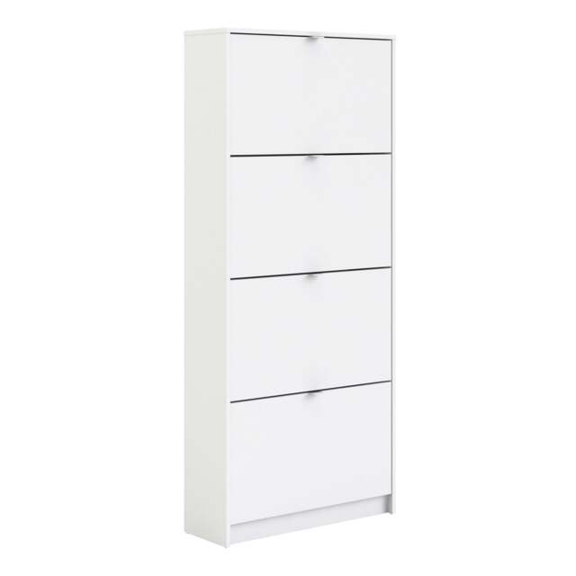 Shoes Cabinet with 4 Flip Doors and 2 Layers in White - image 1