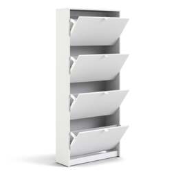 Shoes Cabinet with 4 Flip Doors and 2 Layers in White - thumbnail 4