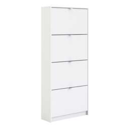 Shoes Cabinet with 4 Flip Doors and 2 Layers in White
