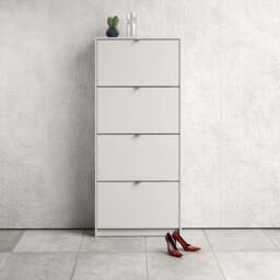 Shoes Cabinet with 4 Flip Doors and 2 Layers in White - thumbnail 5