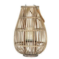 Medium Ellipse Wicker Lantern with Glass Candle Holder - thumbnail 2