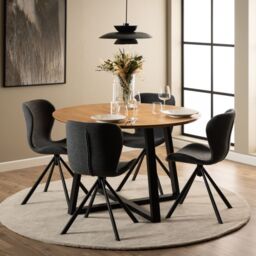 Batilda Swivel Dining Chairs in Grey Fabric – Set of 2 - thumbnail 4