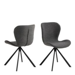 Batilda Swivel Dining Chairs in Grey Fabric  Set of 2
