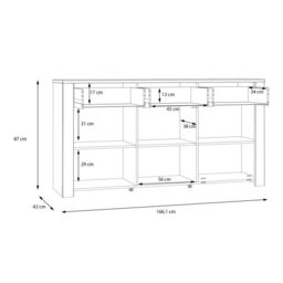 Bohol 3 Door 3 Drawer Sideboard in White/Riviera Oak - thumbnail 6