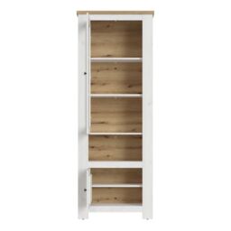 Celesto 2 Door Display Cabinet in White and Oak - thumbnail 2