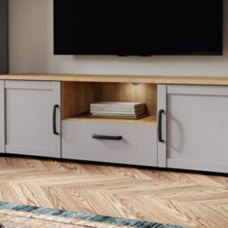 Bohol TV Unit with LED Light in Grey Riviera Oak - thumbnail 2