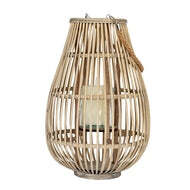 Large Ellipse Wicker Lantern with Glass Candle Holder - thumbnail 2