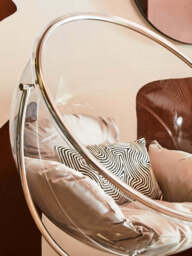 Reed Hanging Chair with Grey Cushions - thumbnail 3