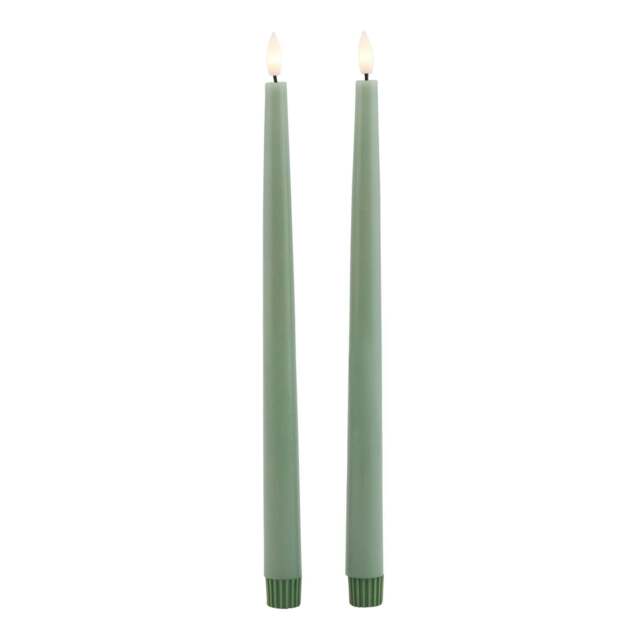 Luxe Collection Set of 2 Sage Green LED Wax Dinner Candles - image 1
