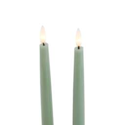 Luxe Collection Set of 2 Sage Green LED Wax Dinner Candles - thumbnail 3