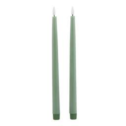 Luxe Collection Set of 2 Sage Green LED Wax Dinner Candles - thumbnail 2