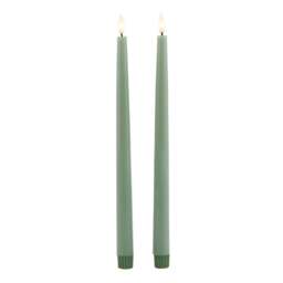 Luxe Collection Set of 2 Sage Green LED Wax Dinner Candles - thumbnail 1