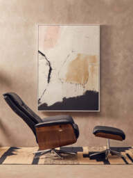 Canvas Recliner & Footstool – Black Leather Effect - thumbnail 1