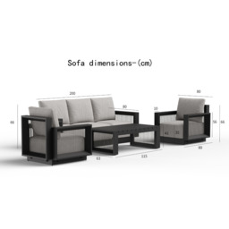 ALUXO® Ikos Outdoor Lounge Set - Onyx - 5 Seater - thumbnail 5