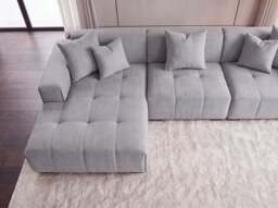 Aluxo Leonard Right Hand Corner Group in Cloudy Grey Bouclé - FOOTSTOOL - thumbnail 6