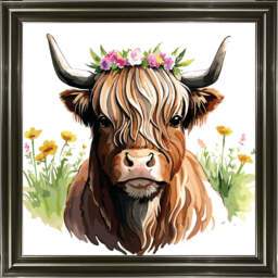 AN1531 HIGHLAND COW WITH FLOWERS - thumbnail 6