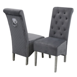 Emma Dining Chair – Available in Sets of 2, 4, or 6 - Dark Grey Velvet / 2