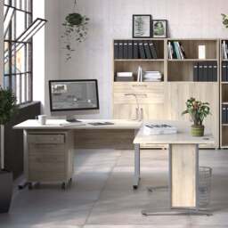 Prima Desk 120cm in Oak with White Legs - thumbnail 3