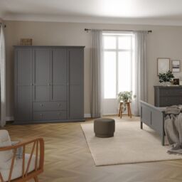Paris 4 Door 2 Drawer Wardrobe in Matt Grey  Modern Bedroom Storage Solution - thumbnail 4