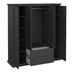 Paris 4 Door 2 Drawer Wardrobe in Matt Grey  Modern Bedroom Storage Solution - thumbnail 3
