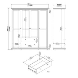 Paris 4 Door 2 Drawer Wardrobe in Matt Grey  Modern Bedroom Storage Solution - thumbnail 5