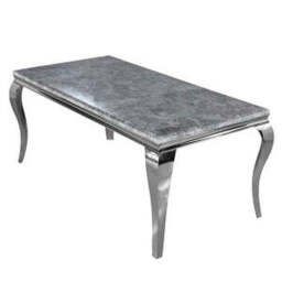 Louis Chrome Dining Table – Modern Luxury with Polished Elegance - White Marble / 1.6 M - thumbnail 1