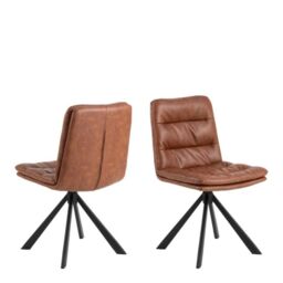 Dean Brandy PU Swivel Dining Chairs  Set of 2