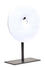 Dia 15cm Marble Calvion Extra Round Small Disc Sculpture White - thumbnail 4