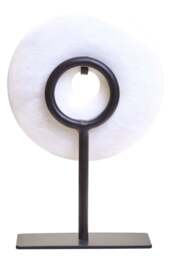 Dia 15cm Marble Calvion Extra Round Small Disc Sculpture White - thumbnail 6