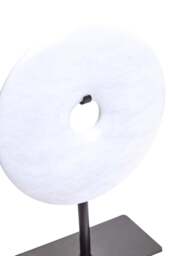 Dia 15cm Marble Calvion Extra Round Small Disc Sculpture White