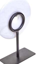 Dia 15cm Marble Calvion Extra Round Small Disc Sculpture White - thumbnail 2