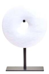 Dia 15cm Marble Calvion Extra Round Small Disc Sculpture White - thumbnail 3