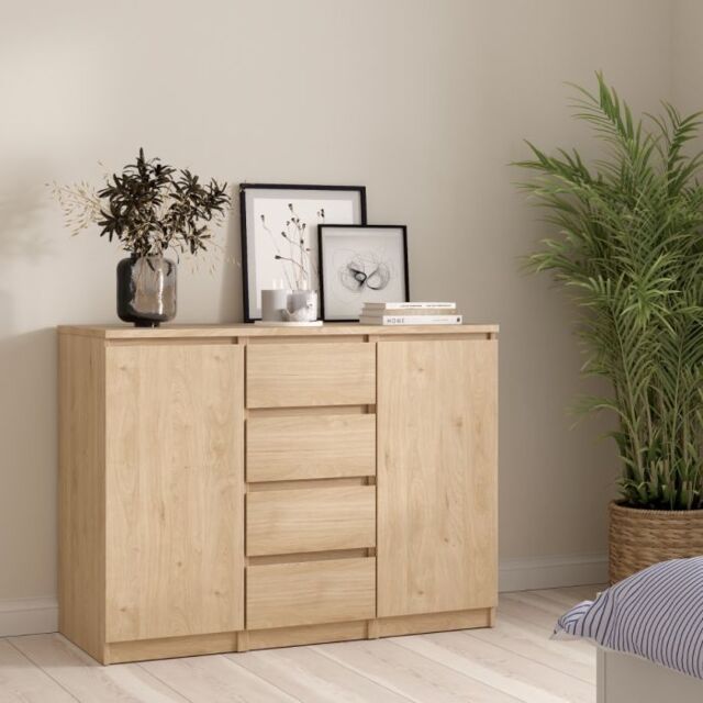 Naia Sideboard with 4 Drawers and 2 Doors in Jackson Hickory Oak - image 1