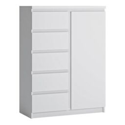 Fribo Cabinet with 1 Door and 5 Drawers in White Finish