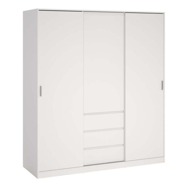 Naia Wardrobe with 2 Sliding Doors + 1 Door + 3 Drawers in White - image 1